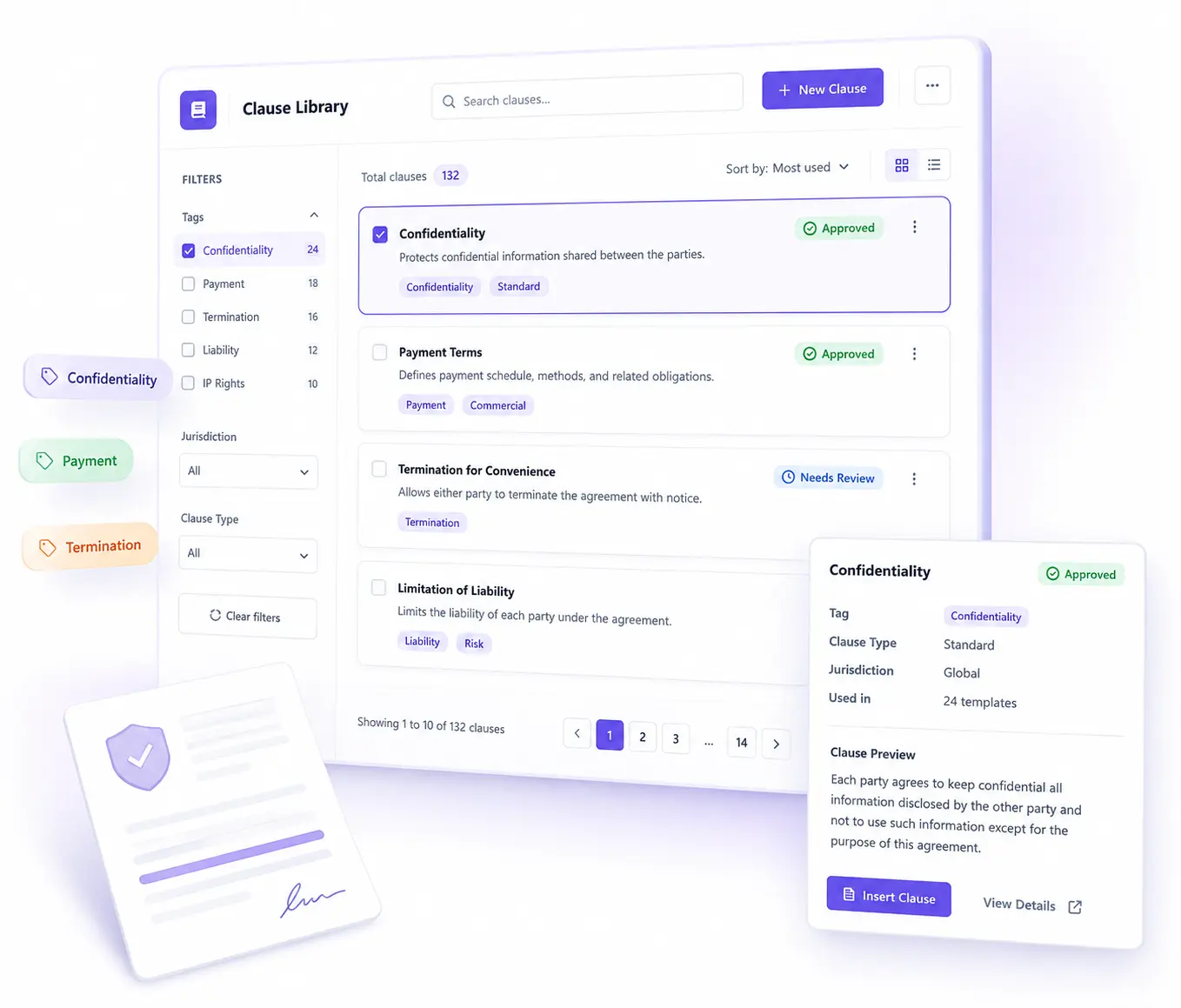 CLMS 360 Clause Library Dashboard